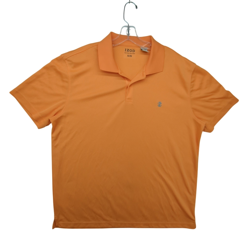 IZOD Shirt Mens XL Orange Performance Golf Polo 100% Polyester Quick Dry